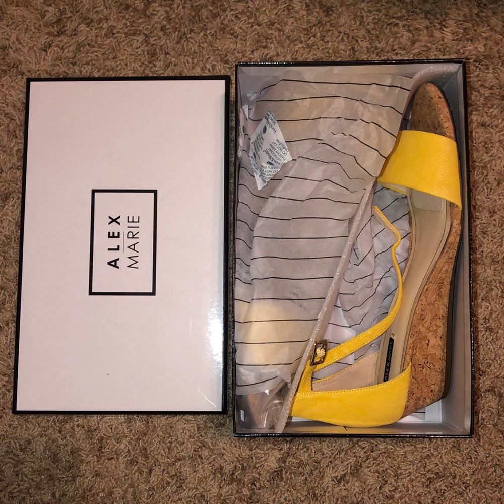 Alex Marie Low, Yellow Wedge Sandals